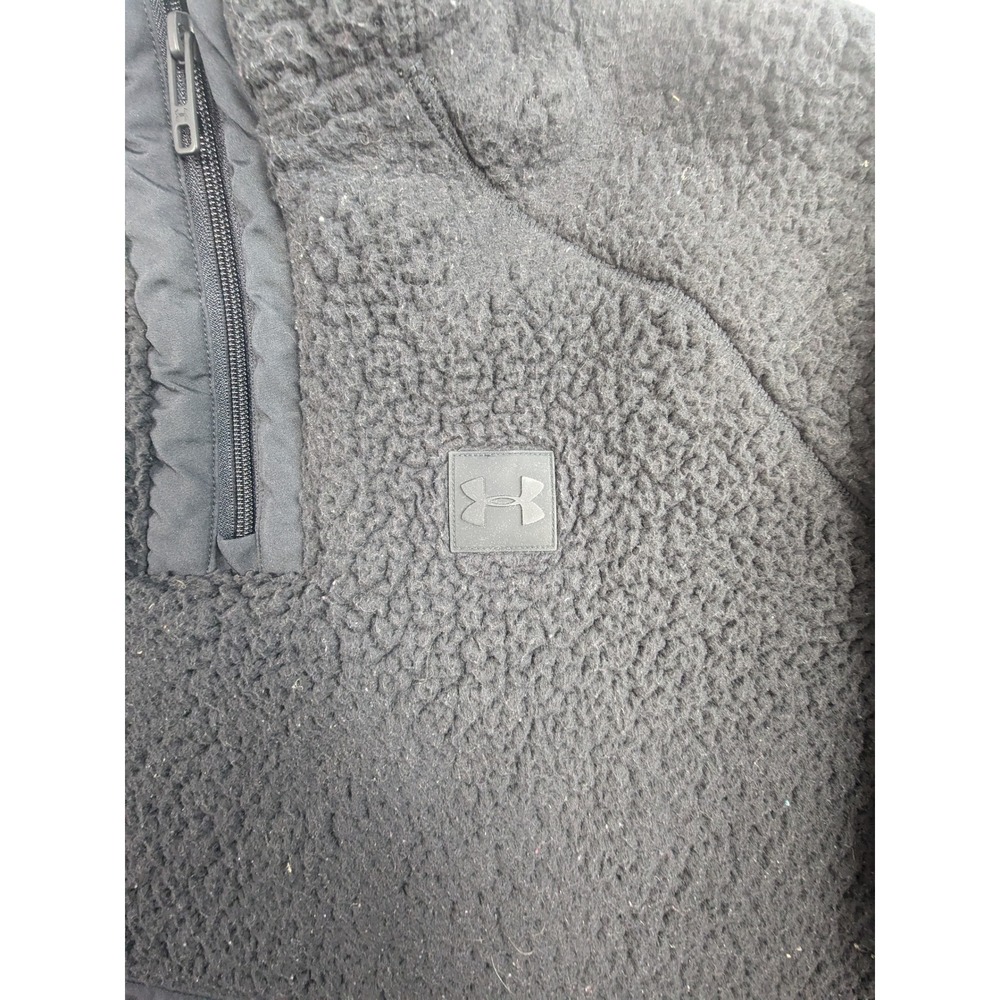 Under Armour Fleece Pullover Jacket Mens Medium‎ Black Quarter Zip Pocket